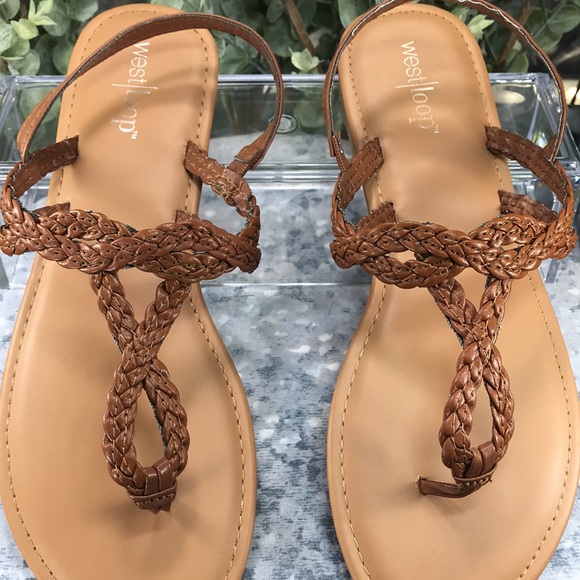 Westloop Tan Braided Thong Slingback Sandals Women’s 7/8M ☀️Clean Like NEW☀️ - Picture 4 of 9
